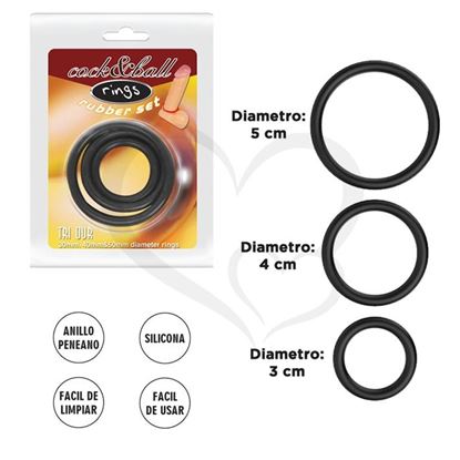kit x3 Anillos de goma para pene